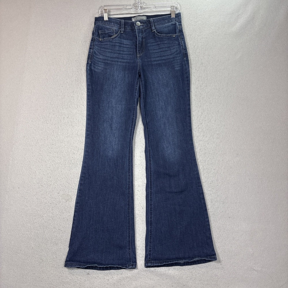 Wit & Wisdom Jeans Womens 6 Blue Cotton Blend Stretch Flared Whiskering Bootcut